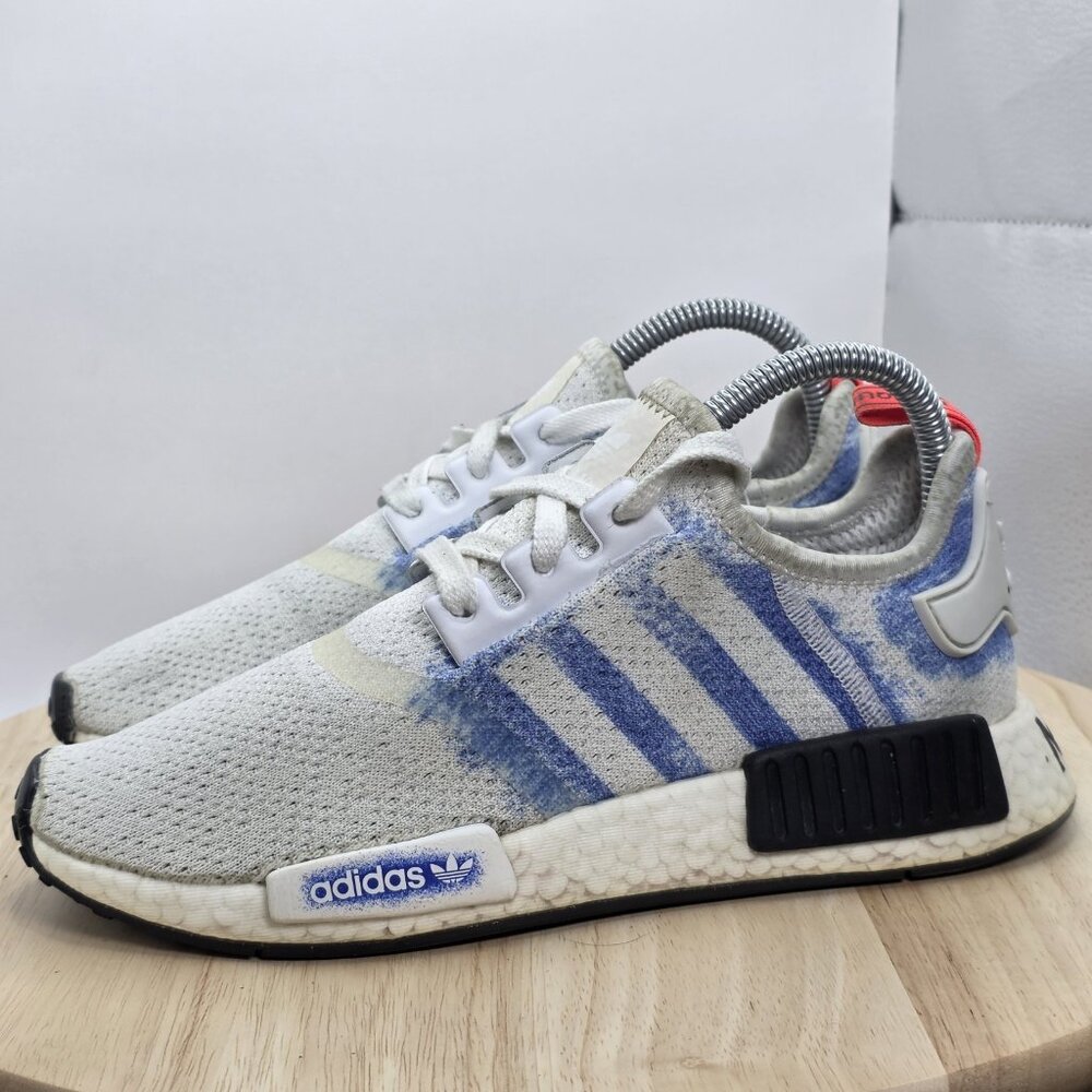 Womens size 7.5 - adidas NMD_R1 Stencil Pack Athletic Sneakers White Blue G27950